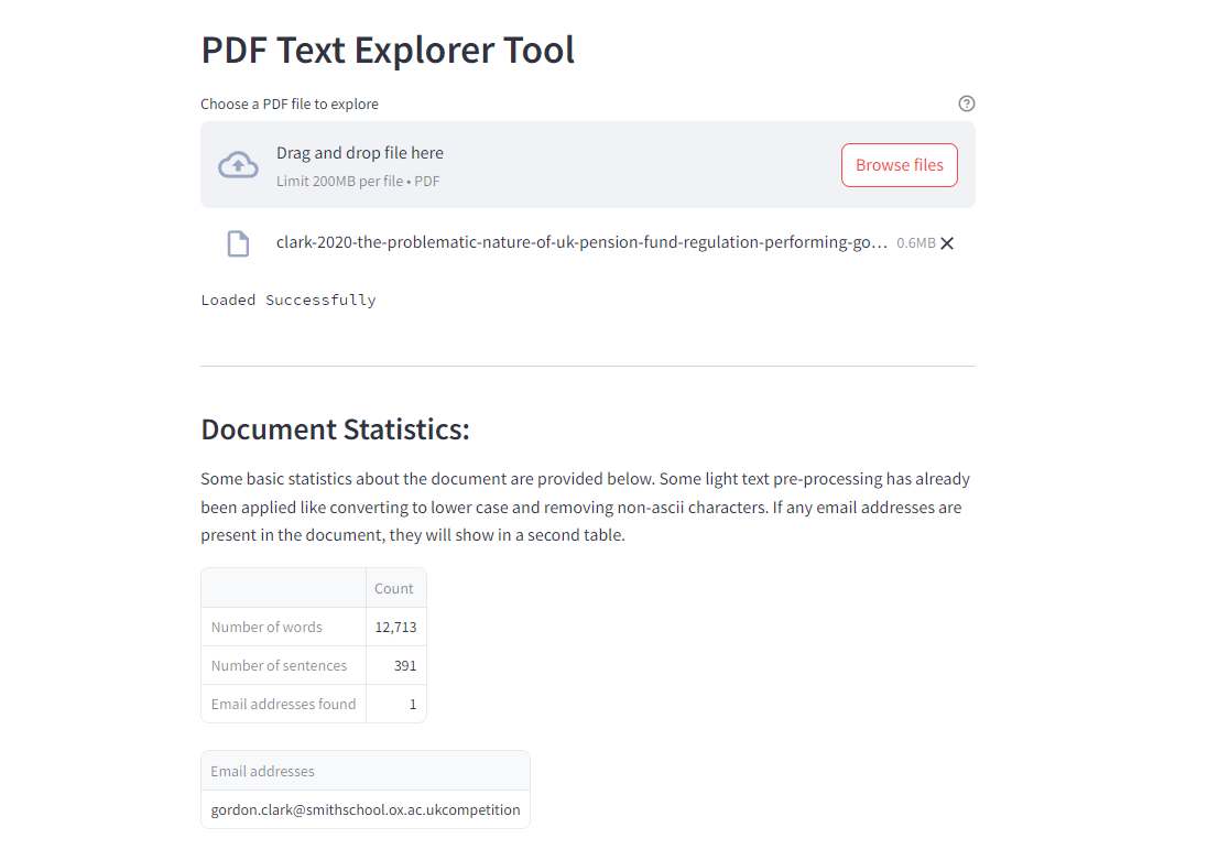 A preview of the PDF explorer app